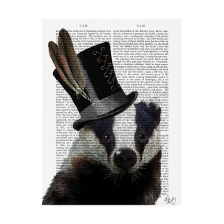 Fab Funky 'Steampunk Badger In Top Hat Woodland' Canvas Art,14x19